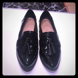 Black patent leather loafers